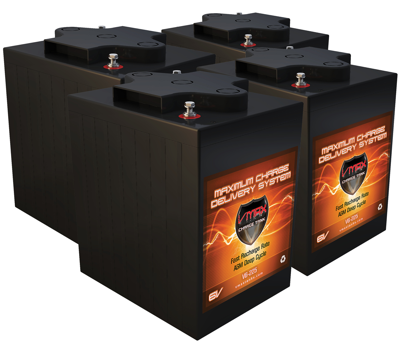 VMAX 48V AGM deep-cycle battery bank for industrial floor equipment